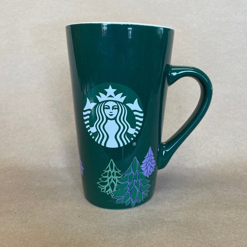 Starbucks Tall Green Siren with Christmas Trees Mug-2020